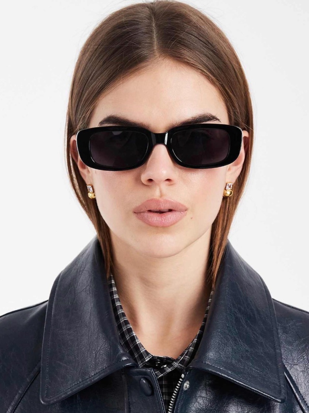 ASOS Black Gloss Rectangular Sunglasses